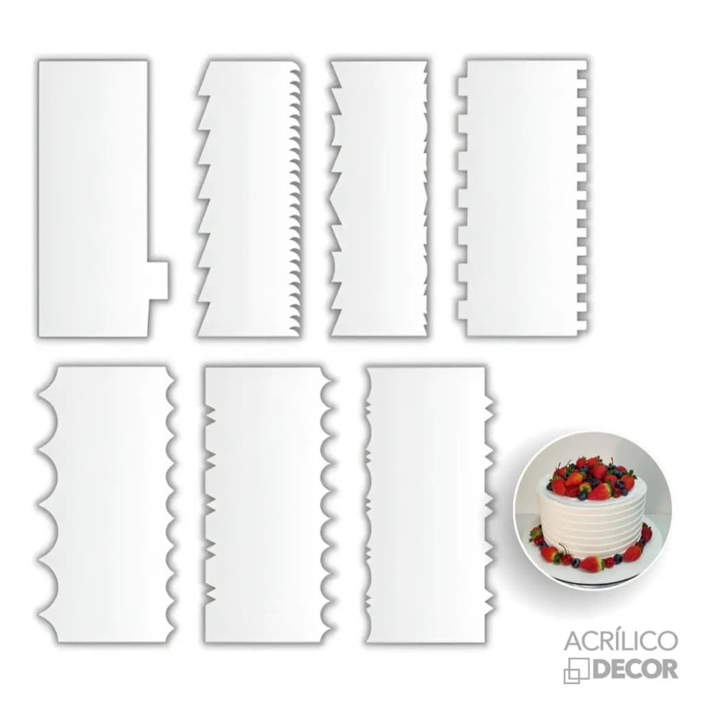 Espátulas de Bolo Kit 7 UN (Acrílico Cristal 2mm)
