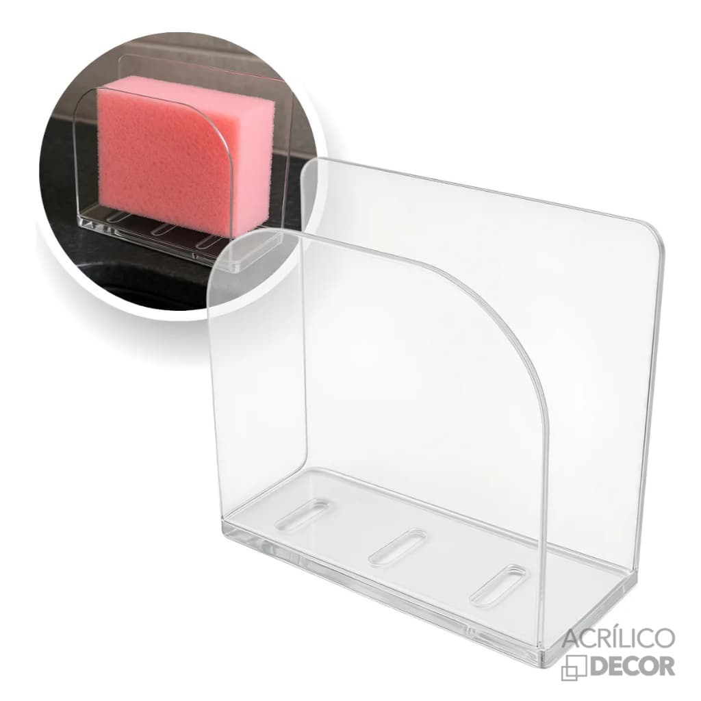 Suporte de Esponja para Cozinha KIT 2 UN (Acrílico Cristal 2mm)